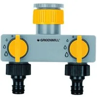 Greenmill Bewässerungssystem GB1683C, Doppelhahnteiler für zwei Schläuche 1"-3/4"