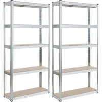 Arebos Schwerlastregal 180x90x40 cm, 5 Böden, 875 kg Traglast, Steckregal, Lagerregal, 2-tlg., Flexibel einsetzbar: für Werkstatt, Garage, Keller oder Lager