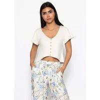 SASSYCLASSY Trägertop Crop Shirt mit Flügelärmel für Damen