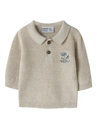 NAME IT - NBMKOLLA LS KNIT POLO Peyote Melange - Gr. - 56