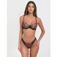 Orchibelle Set: Bügel-BH Geblümtes Dessous-Set, Sexy Reizwäsche (Set, 2-tlg., mit String, Panty) Bestickter BH & Tanga, elegantes Lingerie Set, Unterwäsche für Damen
