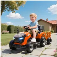 AIYAPLAY Elektro-Kindertraktor Aufsitz-Traktor mit Fernbedienung, Belastbarkeit 30 kg, (1-tlg), Soft-Start-Funktion, für Kinder im Alter von 3-8 Jahren, Orange