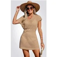 Cupshe Smokkleid Coverup mit Knopfleiste und V Ausschnitt Mini