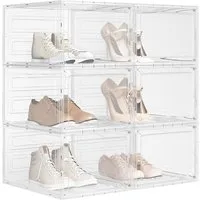 Woltu Schuhbox Aufbewahrungsboxen (6 St), stapelbar Schuhschrank mit magnetischer Tür