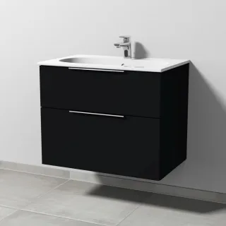 Sanipa 3way Waschtischunterbau zu Geberit Acanto Slim Waschtisch mit 2 Auszügen, Schwarz-Matt UF41108