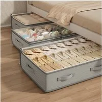MECO Aufbewahrungsbox (4 St., Unterbett-Aufbewahrungsbox), 100x50x25cm Unterbett Organizer mit Deckel & Griffen