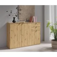 Raumhirsch Furniture Kommode Sideboard, Wohnschrank, Anrichte, praktisch Schrank (Maße: 120 x 35 x 82,5 cm (3-türig, 2 Schubladen), kompakt, pflegeleicht, stabile Konstruktion