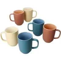 Ritzenhoff & Breker Becher Ritzenhoff 6x Jasper TRIO Kaffeebecher 250ml Tee-Tassen Blau Gelb Rosa, Steingut
