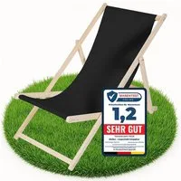 Melko Gartenliege Klappbarer Liegestuhl aus Holz mit Stoffbezug, Rückenlehne verstellbar, Liegestuhl, 1 St., Set bestehend aus 1 klappbaren Liegestuhl mit Stoffbezug, Klappbarer Strandstuhl aus Holz dreistufig verstellbarer Rückenlehne