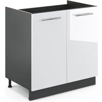 Vicco Unterschrank Fame-Line, Weiß Hochglanz/Anthrazit, 80 cm ohne Arbeitsplatte (1-St)