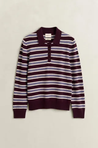 GANT - Gestreifter Rugger aus ultrafeiner Lambswool darkened wine - Gr. - M