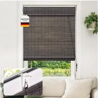 Victoria M. Raffrollo Bambus-Raffrollo Klemmfix, 60 x 130 cm, dunkelbraun, ohne Bohren, freihängend, Klemmfix-Montage, Nachträglich anpassbar