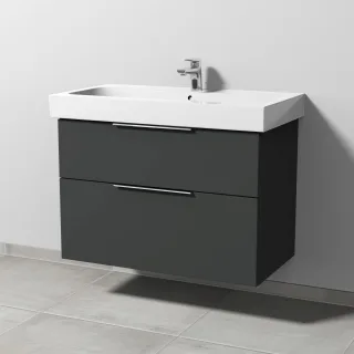 Sanipa 3way Waschtischunterbau zu Geberit iCon Waschtisch mit 2 Auszügen, Graphit-Matt UP6521B