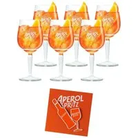 Mixcompany Pins Aperol Spritz Geschenkpaket – 6 Gläser + 2 kultige Pins im Set