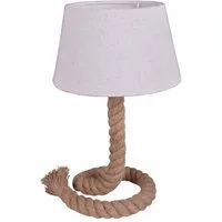 näve Tischleuchte Rope, ohne Leuchtmittel, Tischleuchte "Rope" exkl. 1x E27 max.40W, Juteseil natur, Schirm: weiß