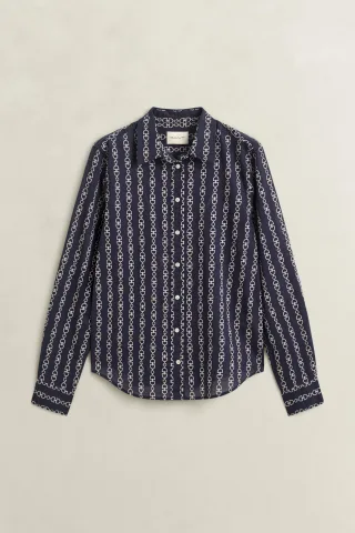 GANT - Bedruckte Bluse aus Baumwoll-Voile evening blue - Gr. - 36