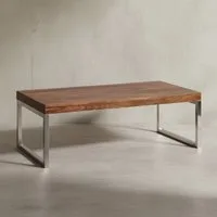 KADIMA DESIGN Couchtisch Handgefertigter Massivholz-Kaffeetisch ISEN mit Chrom Standfüßen