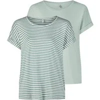 ONLY T-Shirt Damen Top MOSTER Regular Fit (2-tlg) Basic Kurzarm Tee Shirt mit Rundhalsausschnitt
