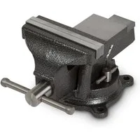 EBERTH Schraubstock Gusseisen mit Amboss, 125mm Backenbreite, 130mm Gesamthöhe, 360° drehbar,110mm Ø Teller,87mm maximale Spannweite,Schraubstock groß