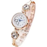 Taffstyle Quarzuhr Damen Armbanduhr Damen Mädchen Uhr Herzen und Kristall Kleeblatt, (Mädchen Uhr Damen Fashion Armbanduhr mit Herzen und Kleeblatt Kristallen)