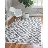 Myflair Möbel & Accessoires Hochflor-Teppich Top Shag, LAGERRÄUMUNG!, rechteckig, Höhe: 32 mm, gewebt, Rauten Design, melierte Optik, weich & kuschelig, mit Fransen