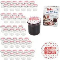 MamboCat Einmachglas 50er Set Sturzglas 350ml Einmachglas Mit Liebe gemacht Deckel, Glas