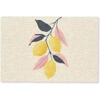 MuchoWow Fußmatte Zitronen - Leuchtend gelb - Zweig - Blätter, Rechteckig, innen Schmutzfangmatte, Tür, Schmutzfänger Flur, Teppich 60x40 cm
