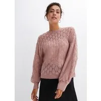 bonprix Ajourpullover lässige Passform, Ballonärmel, tolles Ajour-Strickmuster