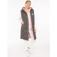 Zwillingsherz Steppweste "Love Print" modisch, Doppelzipper, Druckknöpfe, knielang, Kapuze