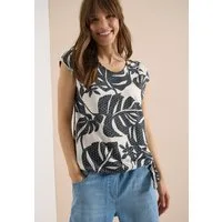 CECIL Kurzarmshirt Sommershirt in Ausbrenner-Optik/mit floralem Print