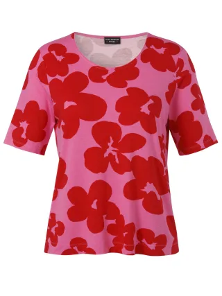 VIA APPIA DUE - T-Shirt mit floralem Allover-Print pink/rot - Gr. - 42