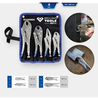 Brilliant Tools Feststellzangen / Gripzangen-Satz, 4-tlg - BT065004
