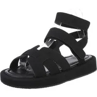Ital-Design Bequeme Damen-Sandalen mit breiten Riemen für den Sommer Riemchensandalette (89372469) Keilabsatz/Wedge Riemchensandalen in Schwarz
