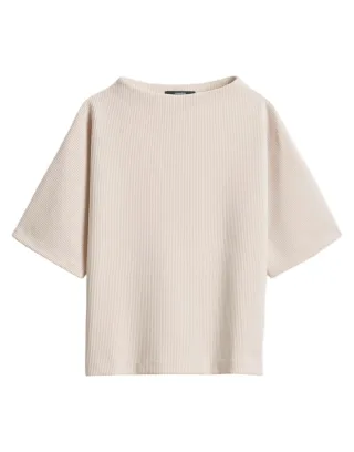 someday - Shirt mit U-Boot-Ausschnitt - Uflor beige - Gr. - 36