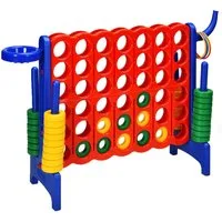COSTWAY Spiel Riesiges 4 Gewinnt Spielset, mit Basketballkorb & Wurfspiel