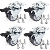 SO-TECH® Schwerlastrolle Doppelte Transportrolle Ø 50 mm mit Anschraubplatte 60x60 mm, (4-St), bis 400 kg, 4er Set Lenkrollen mit Bremse