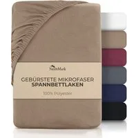NatureMark Spannbettlaken Gebürstete Mikrofaser, Polyester, Gummizug: rundum, viele Größen und Farben Markenware (90x200 cm, Sand)