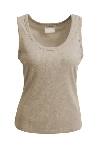 Smith&Soul - Fitted Metallic Rib Tanktop sand - Gr. - S