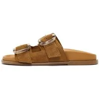 Derimod Pantoletten aus Veloursleder Mules Echtes Leder, Lederfutter, TPU-Sohle, Verstellbare Schnallen