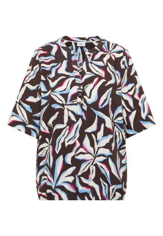 CECIL - Kurzarm Bluse mit floralem Muster macchiato brown - Gr. - M