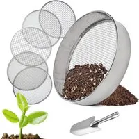 OSTWOLKE Gartensieb 30cm aus Edelstahl mit 5 Austauschbare Siebeinsätze Ø 3,6,9,10,12mm