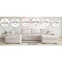 OTTO home Wohnlandschaft Home System U-Form, von B: 269-352 cm wählbar, 6 Varianten zur Auswahl, Bettfunktion, Bettkasten & Zierkissen, Federkern