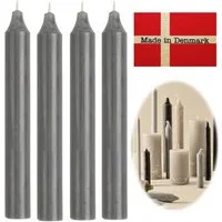 LS-LebenStil Tafelkerze Exklusive Stabkerzen Ribe Rustik 4´er Set Grau 18x2,2cm (Made in Denmark - iB Laursen Denmark - Unparfümiert Spitzkerzen Tafelkerzen, 4-tlg., für Tischdeko Hochzeit Taufe Advent Weihnachten)