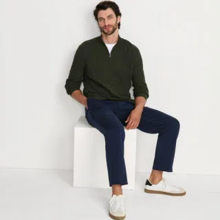 Strukturierter Baumwoll-Pullover mit Reißverschluss, Herren,  Blau, Baumwolle, by Lands' End
