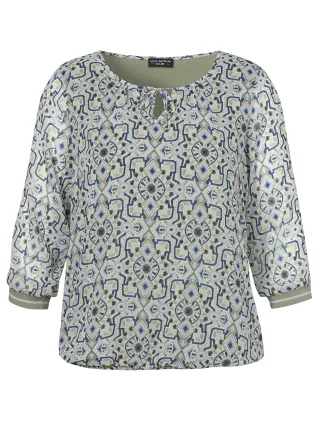 VIA APPIA DUE - Bluse V-Ausschnitt 3/4 Arm Druck salbei multicolor - Gr. - 46