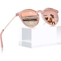 LuxusKollektion Retrosonnenbrille Sonnenbrille Damen Herren Polarisiert Rund N9 Verspiegelt Rosa Linsen
