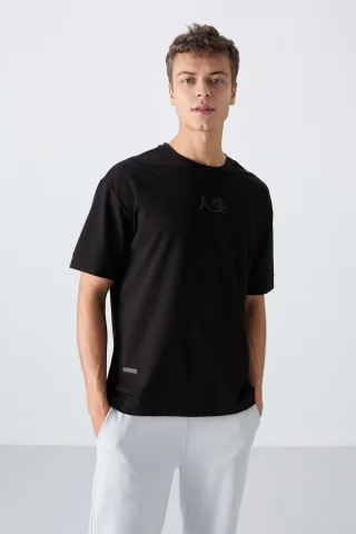 Übergröße Bedrucktes Rundhals-T-Shirt