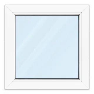 Kellerfenster 60x60 cm, PVC, Ideal 4000, Weiß, 600 x 600 mm, einteilig, festverglast, individuell konfigurieren