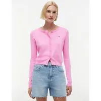 Tommy Jeans Strickjacke TJW ESSENTIAL CREW NECK CARDIGAN Baumwolle