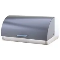Michelino Brotkasten Edelstahl Brotbox Brotbehälter Brötchenaufbewahrung, (Rolldeckel lackiert), Belüftungslöcher auf der Rückseite